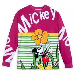 Disney Mickey Mouse Pink and Green Long Sleeve Tee